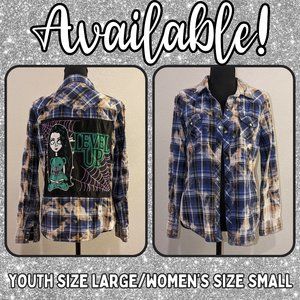 Level Up inspired upcycled bleached flannel